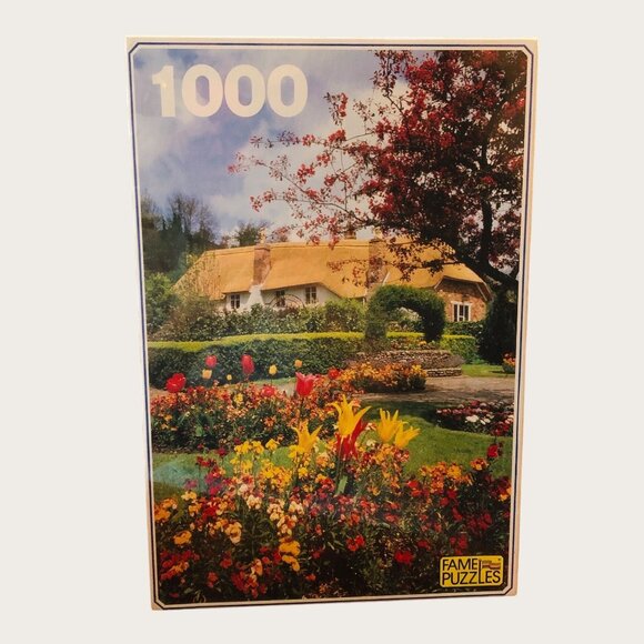 Cottage Garden Scene 1000 Piece Jigsaw Puzzle Fame Puzzles New Sealed - Picture 1 of 4